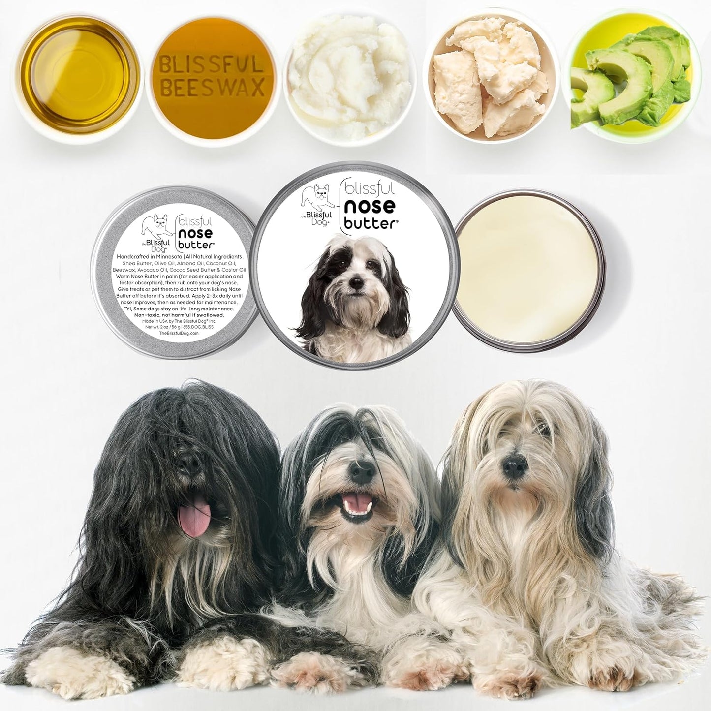 The Blissful Dog Tibetan Terrier Unscented Nose Butter - Dog Nose Butter, 8 Ounce