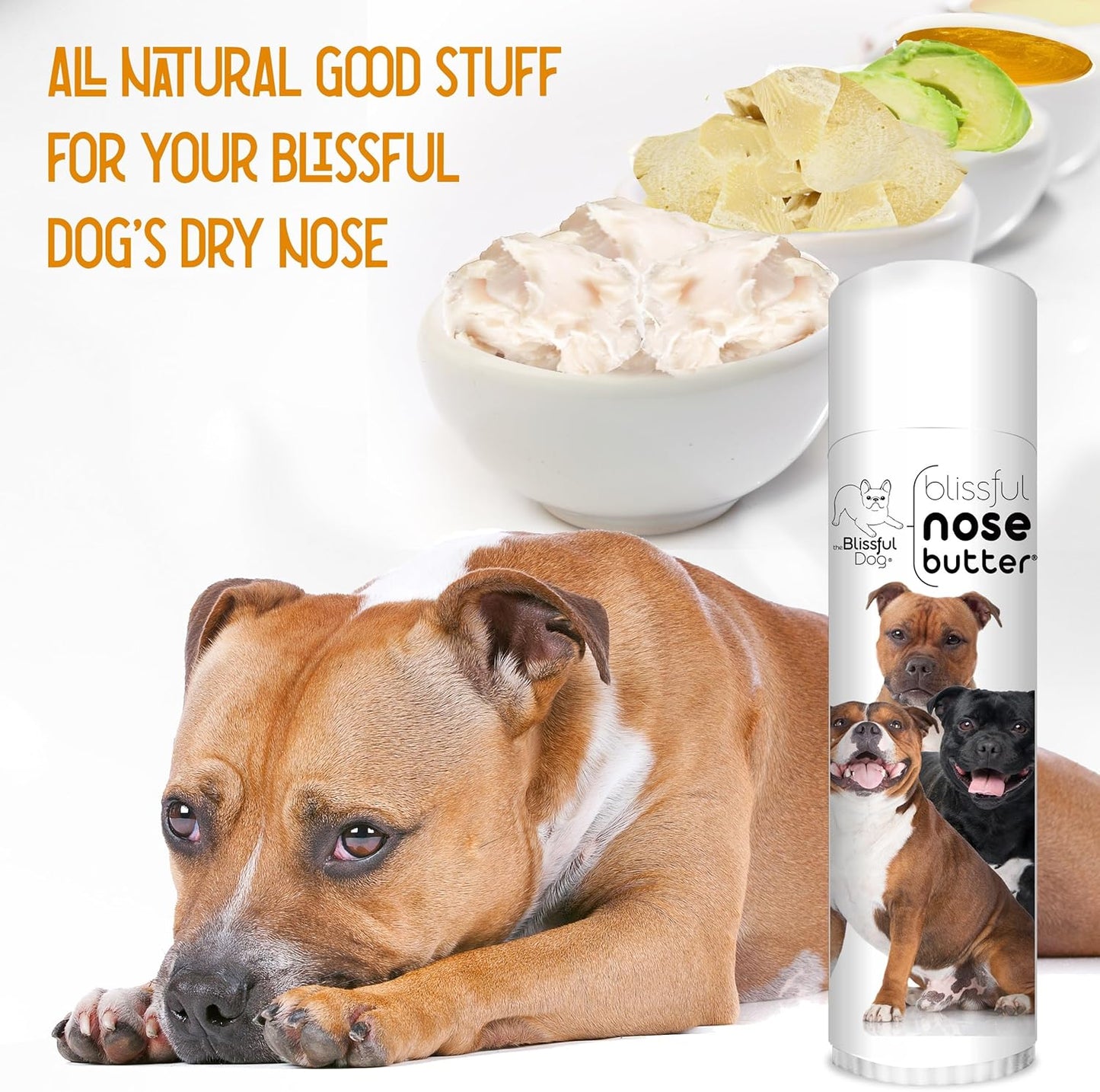 The Blissful Dog Staffordshire Pitbull Terrier Unscented Nose Butter - Dog Nose Butter, 0.50 Ounce