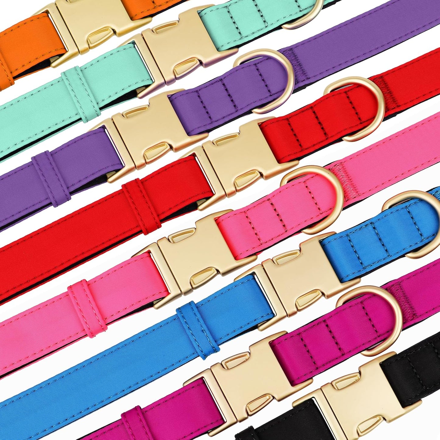 Didog Soft Padded Dog Collar for Large Dogs, Colorful and Durable Pet Collar with Quick Release Buckle, Light and Breathable for Daily Walking, Orange, L