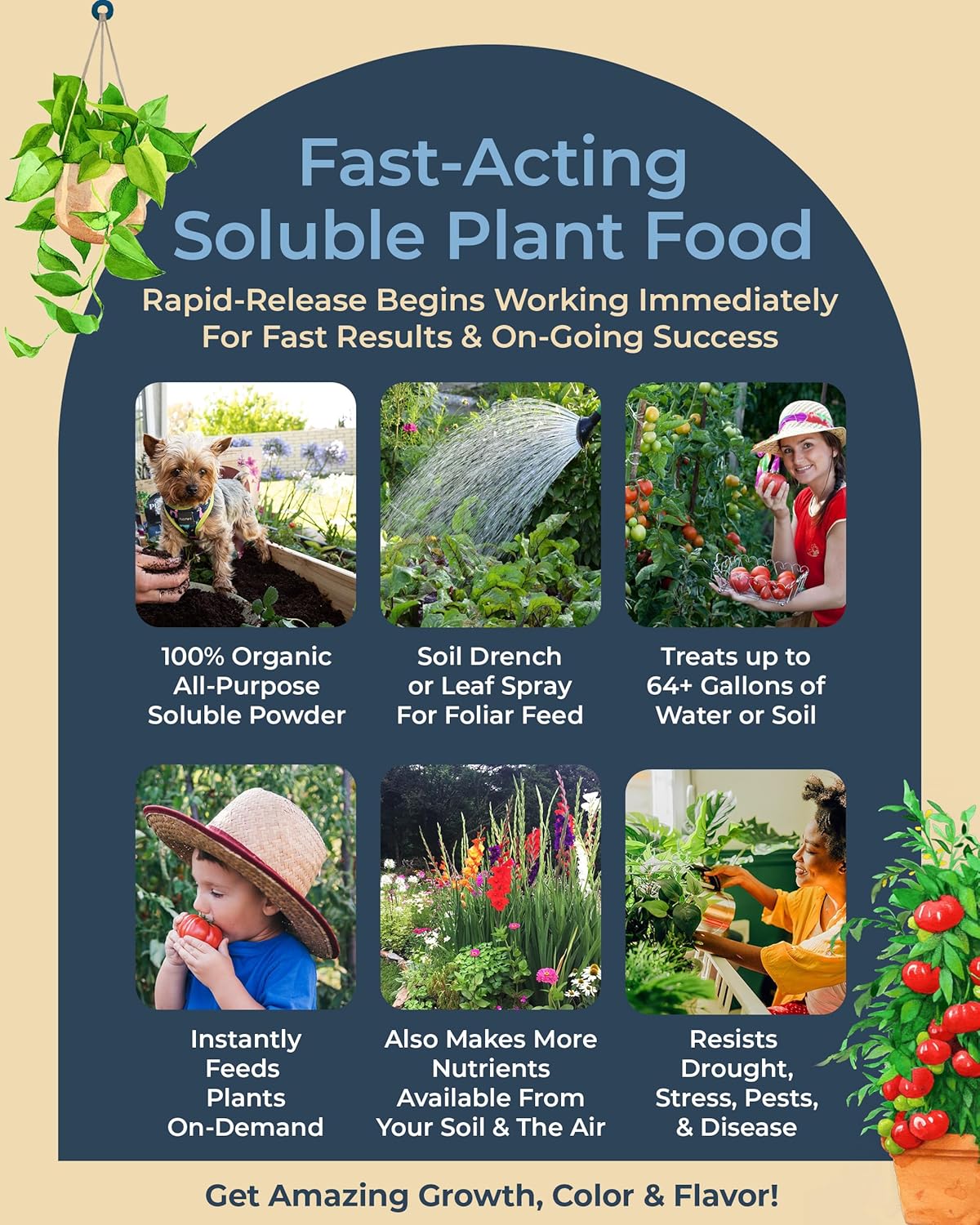 Organic Plant Magic - Truly Organic™ Fast-Acting Soluble Plant Food: All-Purpose Fertilizer Concentrate for All Flower Vegetable Herb Fruit Tree Shrub Container Garden & House Plants [One 1 lb Bag]