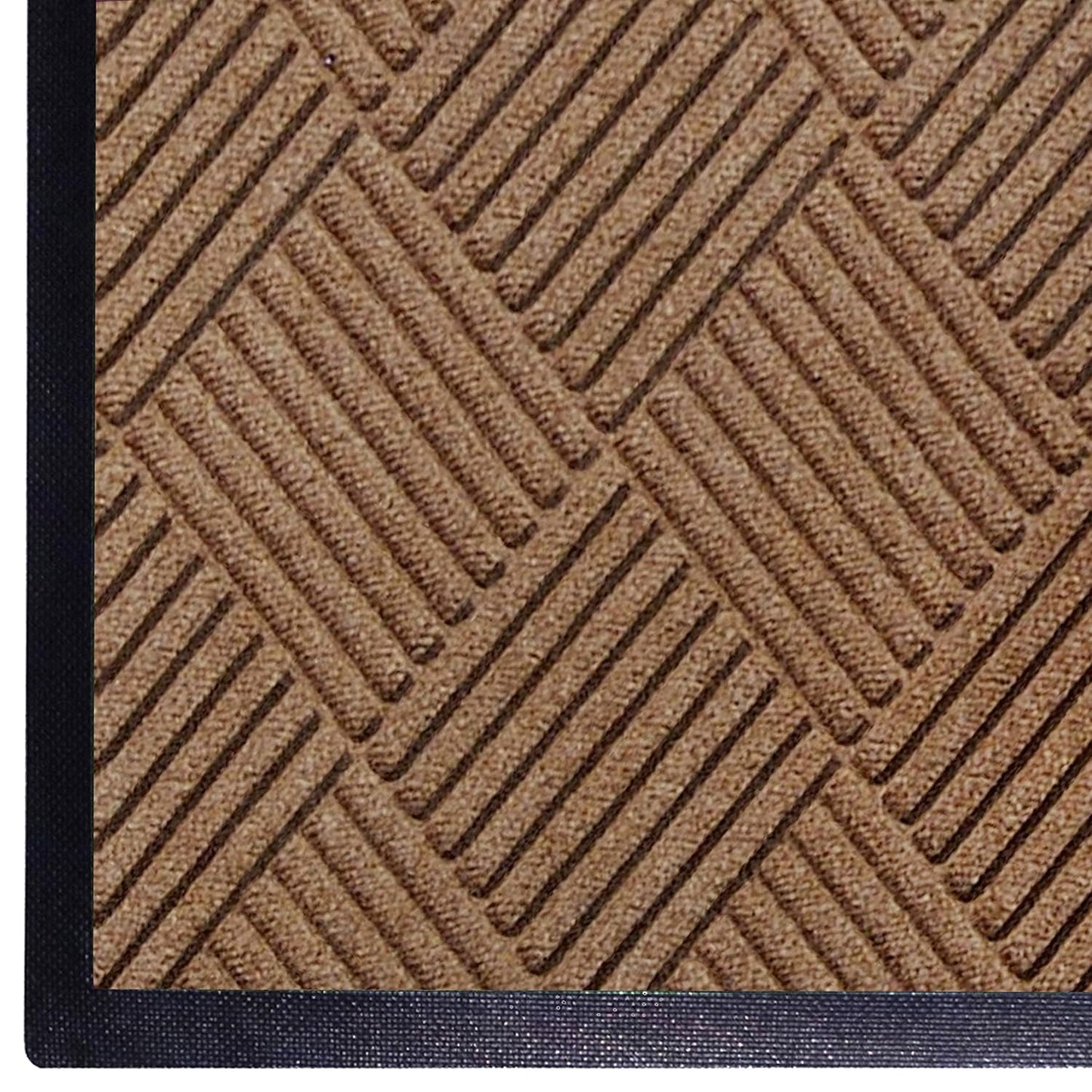 WaterHog Diamond | Commercial-Grade Entrance Mat with Rubber Border – Indoor/Outdoor, Quick Drying, Stain Resistant Door Mat (Medium Brown, 6' x 6')