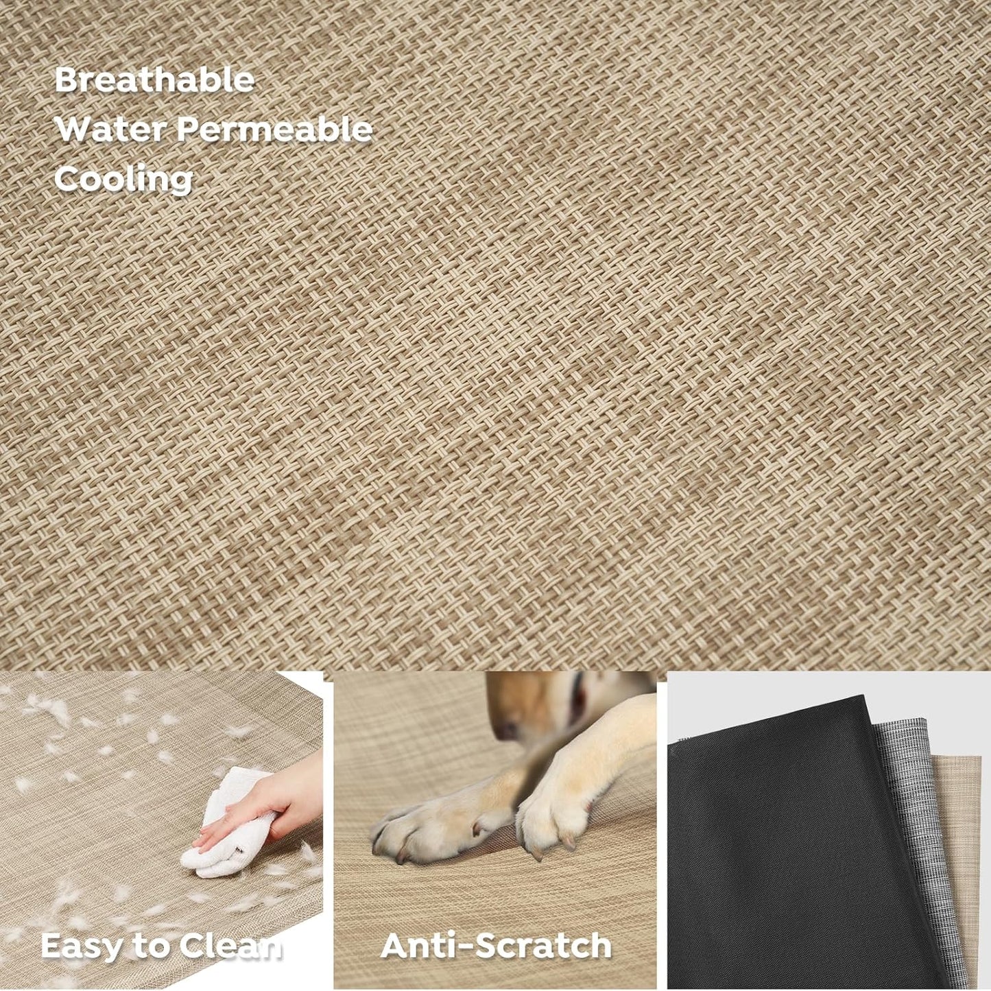 Veehoo Cooling Elevated Dog Bed - Raised for Large Dogs, Outdoor With Guardrail, Upgraded Non-Slip Feet, Breathable Teslin Mesh, Portable Camping Cot, 41 x 27 Inches, Beige Coffee