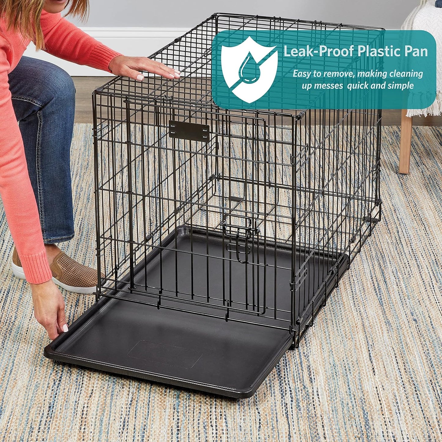 MidWest Homes for Pets 36-Inch Two-Door iCrate Folding Dog Crate with Divider Panel, Leak-Proof Tray & Secure Latches – Metal Wire Kennel for M-L Breeds – Portable, Durable & Easy to Assemble