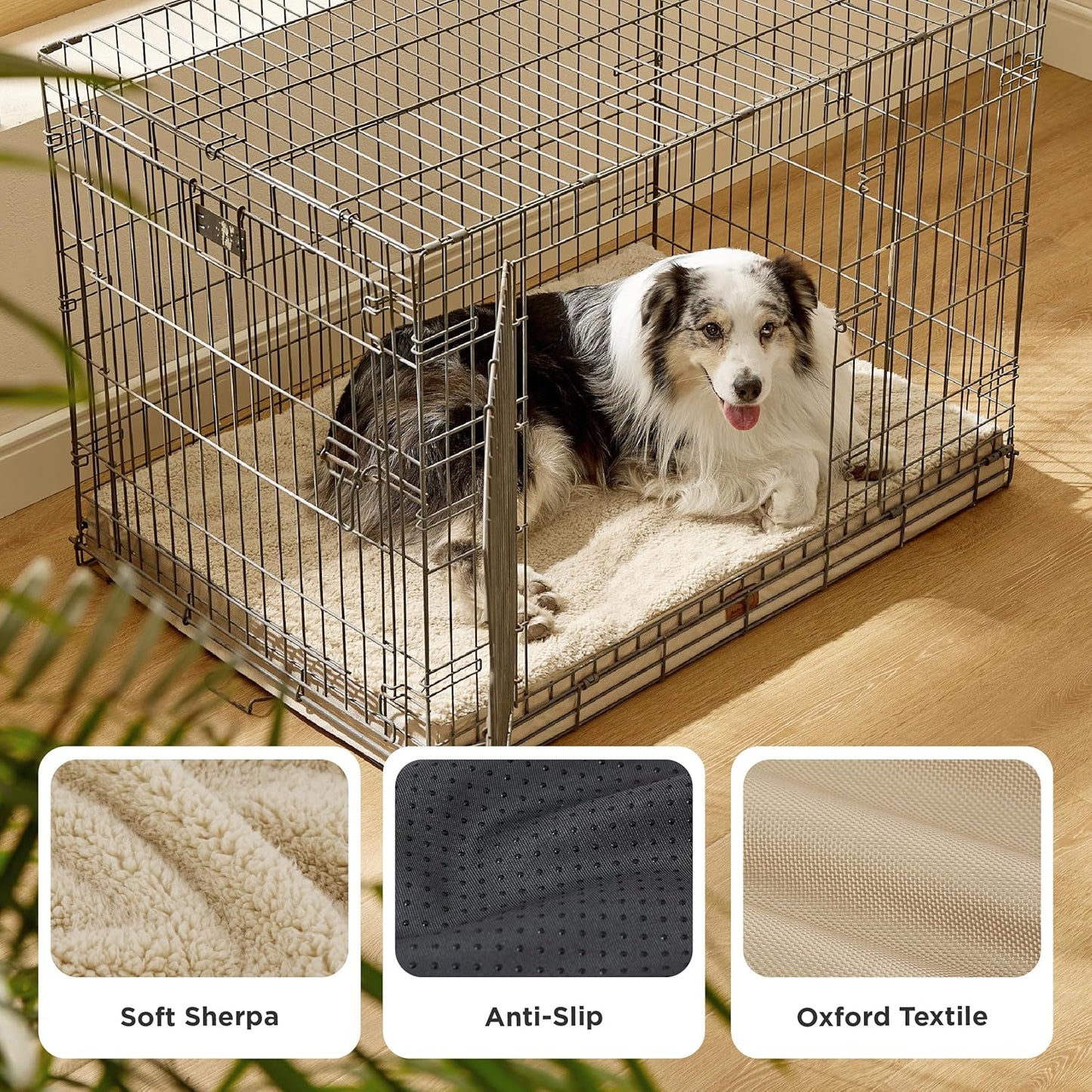 Bedsure XL Dog Bed for Crate - Large Orthopedic Flat Pet Beds with Removable Washable Cover, Egg Crate Foam Crate Mat, Suitable for Pet Up to 90 lbs