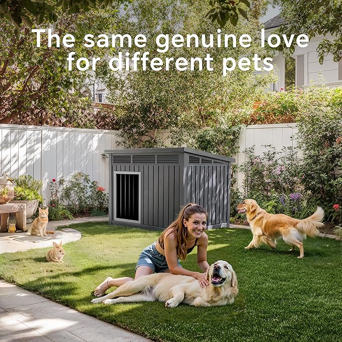 DRATO Dog House for Both Indoor and Outdoor with Weatherproof Roof Removable Floors for Medium to Large Dogs Interior Space (Black, Medium(32.2 * 25.12 * 24.13''))